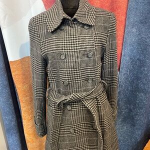 Ralph Lauren Women's Checkered Blazer Trench Overcoat Size 12